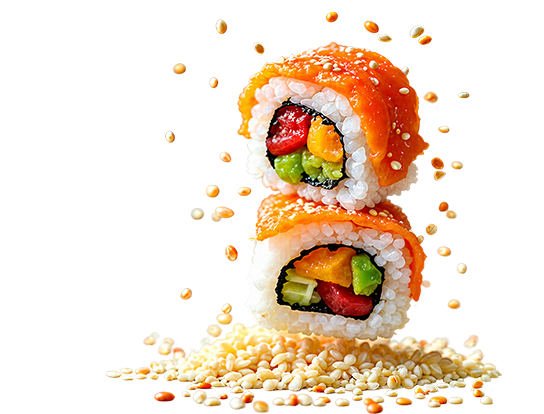 Роллы с лососем, огурцом и икрой