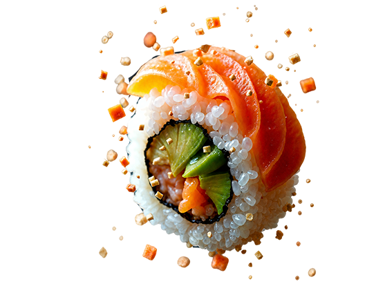 Роллы с лососем, огурцом и икрой